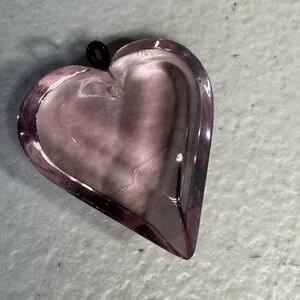Vintage Light Pink Clear Plastic Heart Pendant